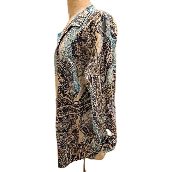 Chico's No Iron Top Shirt Women 3 US XL Button Up Paisley Preppy Classic Office - Picture 8 of 13